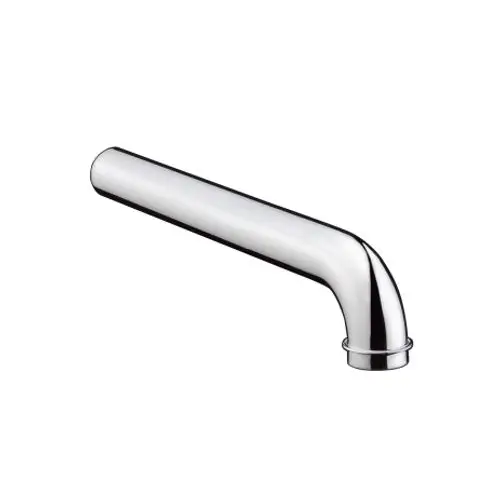 Gebogenes Rohr aus Chrom von Hansgrohe, das einen nahtlosen Übergang von einer geraden zu einer gebogenen Form bietet. Ideal für die Verbindung von Sanitäranlagen.